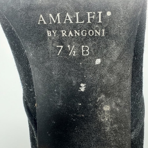 Amalfi by Rangoni Black Suede Ankle Boots Block Heel Zip Up 7.5 Women's - Picture 7 of 9